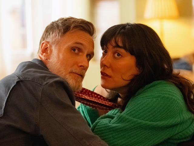 <p>Darren Boyd as Abe, and Kyla Harris as Freya in ‘We Might Regret This’ </p>