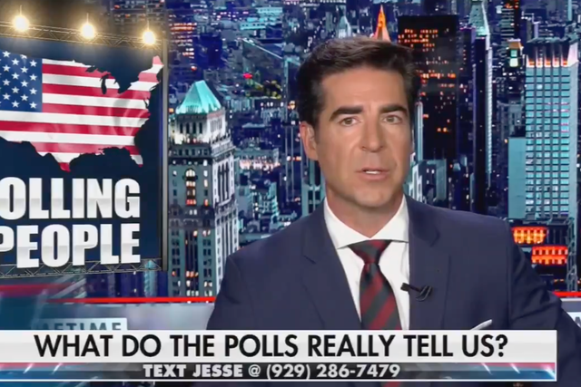 <p>Jesse Watters repeated arguments made by Donald Trump’s campaign that recent polls showing Kamala Harris leading in swing states must be inaccurate</p>
